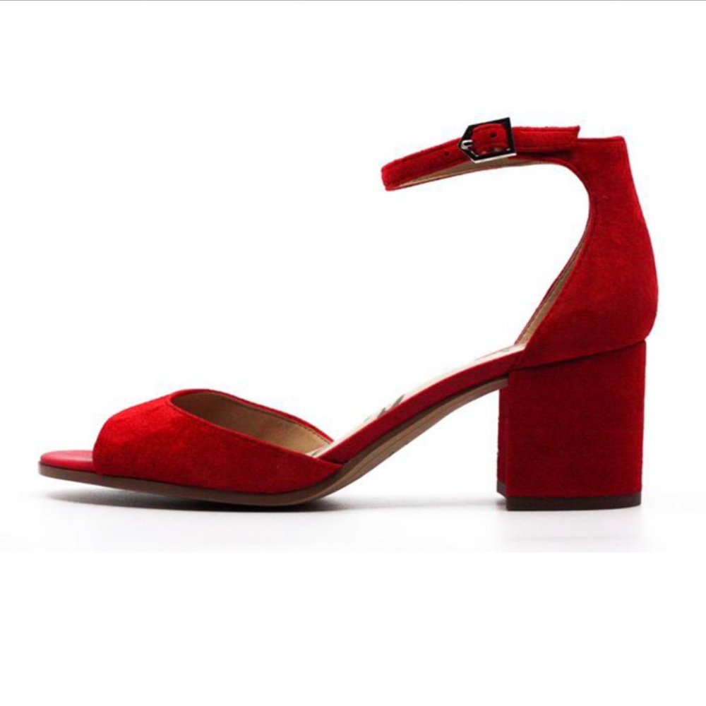 Cherry Red Suede Sandals